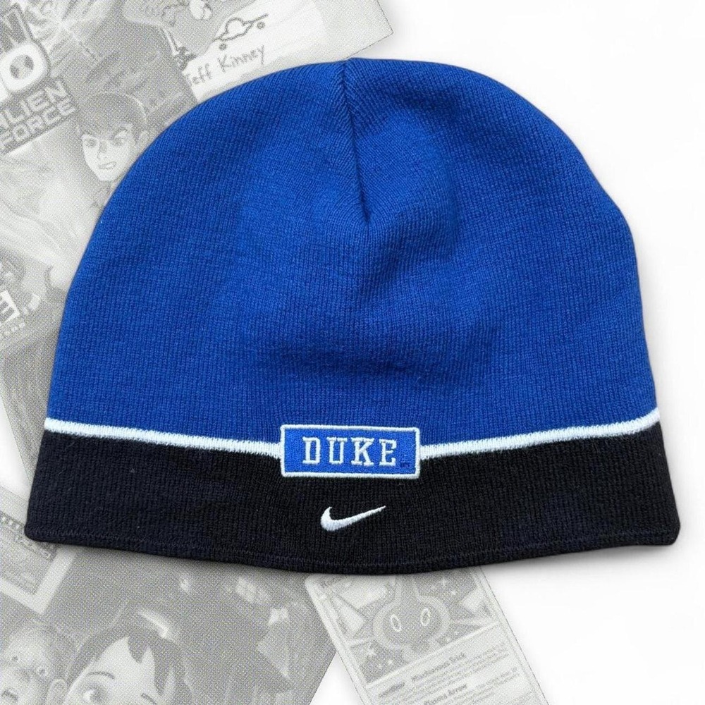 Vintage Y2K Blue & Black Nike Team Swoosh Duke Blue Devils Beanie Skull Cap